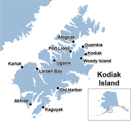 Kodiak Island map